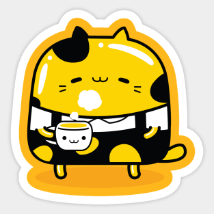 yellow cat barista profession Sticker